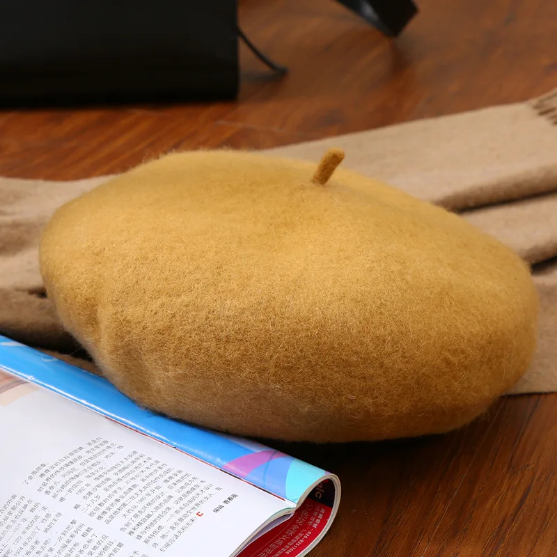Осенние и зимние модные простые однотонные шерстяные береты, шапки, художественные Ретро купольные береты, шапки, женские шерстяные праздничные шапки FW4859 - Цвет: 05