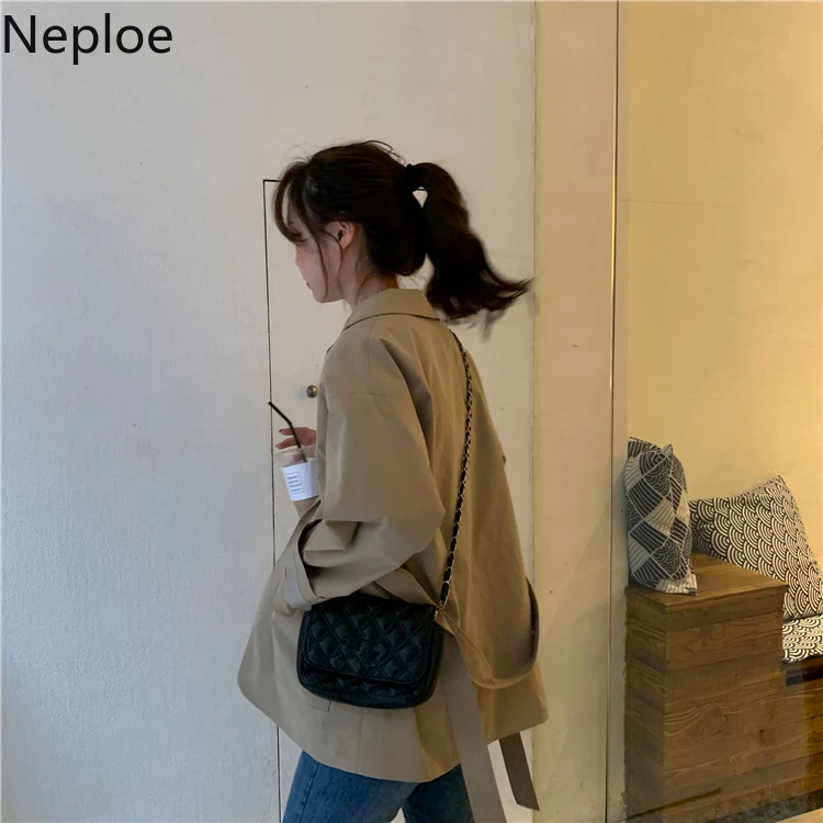 Neploe Новое поступление бандажные Блейзеры Feminino Весна Осень Корейская одежда Длинные рукава свободные однотонные куртки Женское пальто 90530