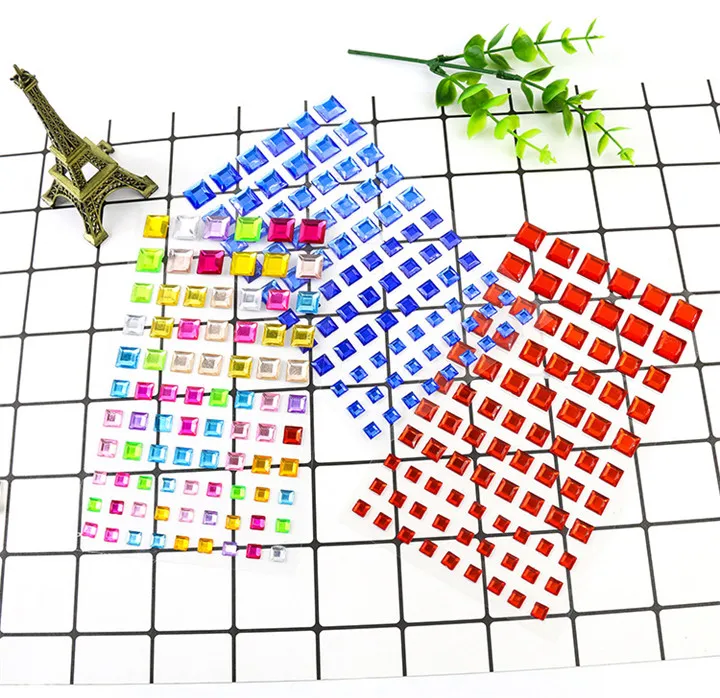 4  Square Round Five-pointed Rhinestones Stickers Acrylic Resin Drill  Crystal Diamond Stickers Diy Mobile Phone Shell Decor Sticker