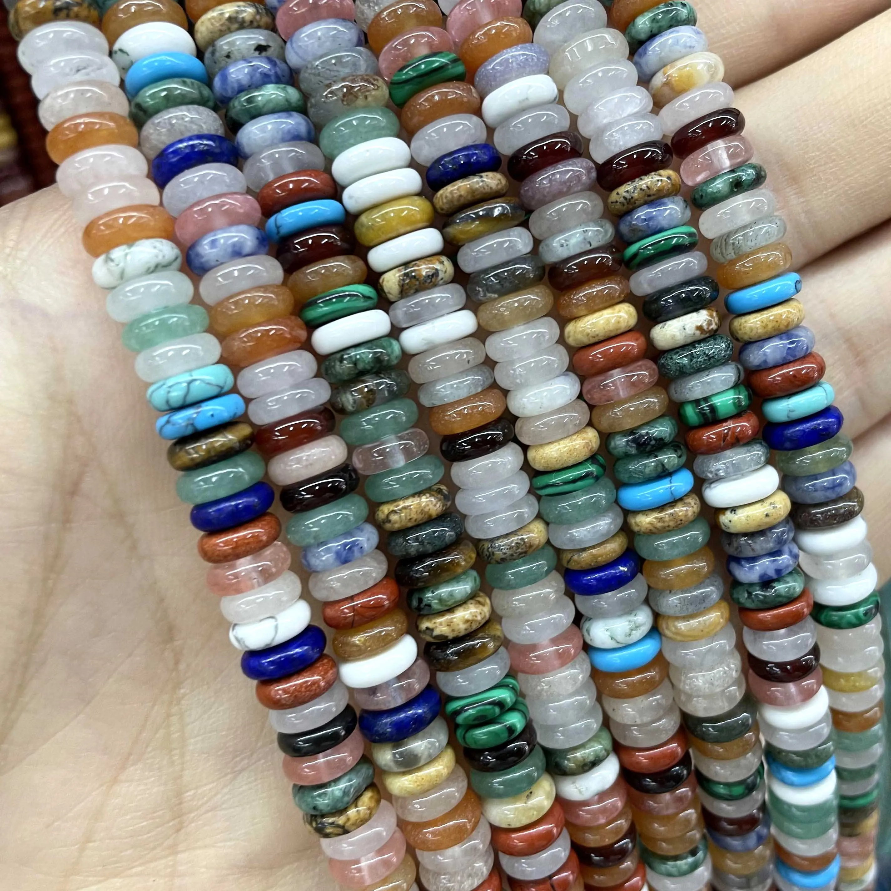 Loose Stone Beads Natural Agates Lapis Lazuli Tiger Eye Spacer Beads For Jewelry DIY