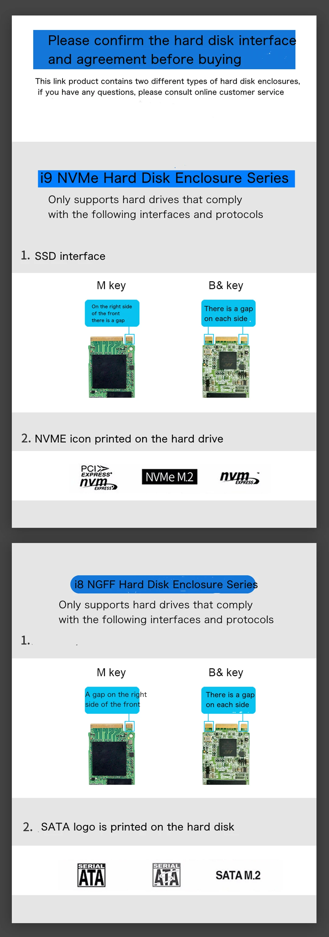 Reletech M.2 SSD enclosure portable USB3.1 Type-C 10Gps hard drive case supports NVMe / SATA NGFF protocols suitable for MacBook sata hard drive box