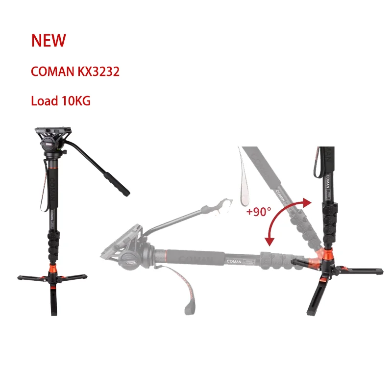 NEW COMAN KX3232 Alloy aluminum monopod with Fluid Head table tripod leg for Camcorder Camera DSLR Canon Sony Panasonic
