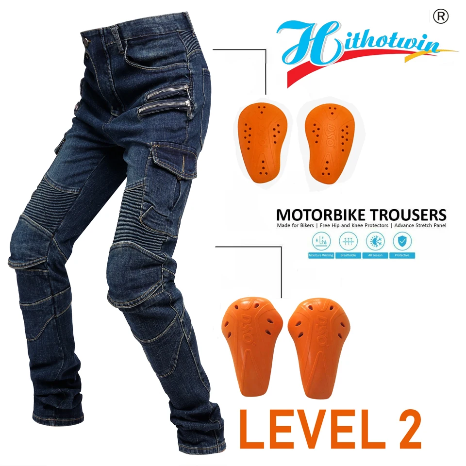 Motocicleta Moto Hombre Denim Jeans Pantalones Pantalón De Protección Armour Rodilla & Hip 