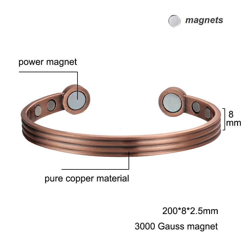 OKtrendy Magnetic Copper Bracelet Women Gift Casual Adjustable Cuff Bracelet Energy Pure Copper Bracelets Bangles For Women