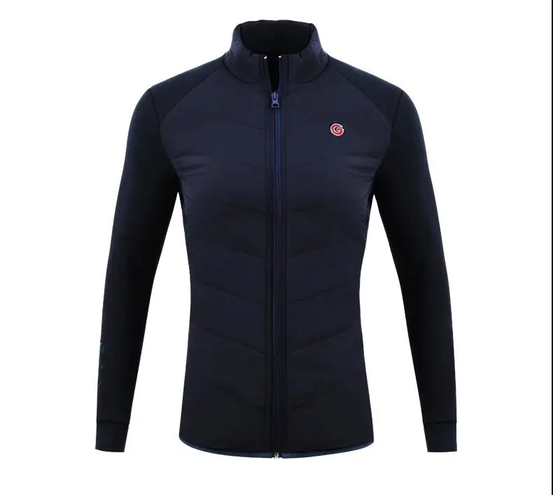 navy blue PGM Новинка, спортивная одежда для гольфа, женская осенняя и зимняя куртка для гольфа, ветронепроницаемая теплая куртка с начесом, хлопковая куртка для гольфа, S-XL - Цвет: navy blue