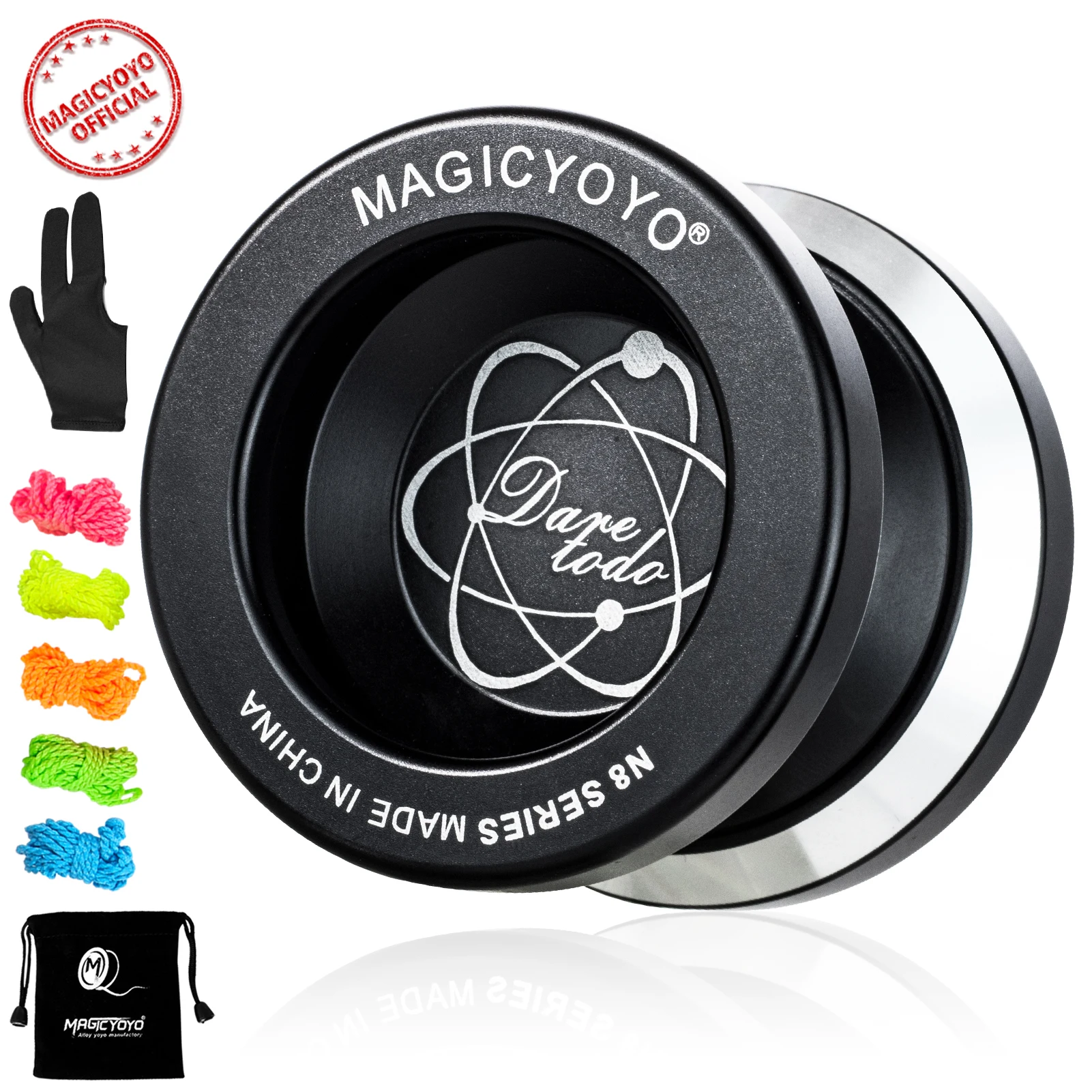 N8 Unresponsive Yoyo Aluminum Metal Undersized yoyo ball 5 Strings YoYo Bag Glove