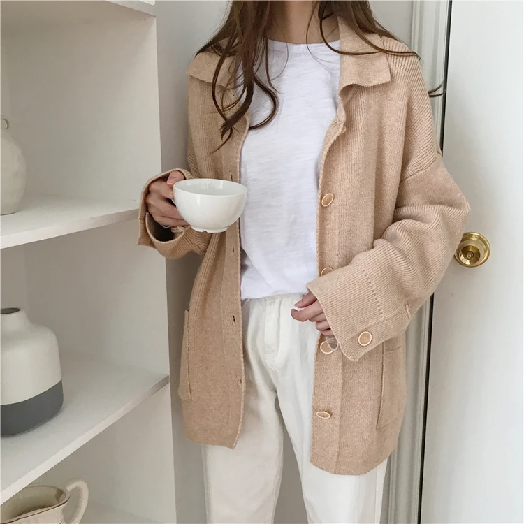 Ulzzang, студенческий стиль, шикарный некрупный Кардиган для девочек, вязаный свитер, женские свитера, Kawaii, Женская Корейская одежда Harajuku, женская одежда