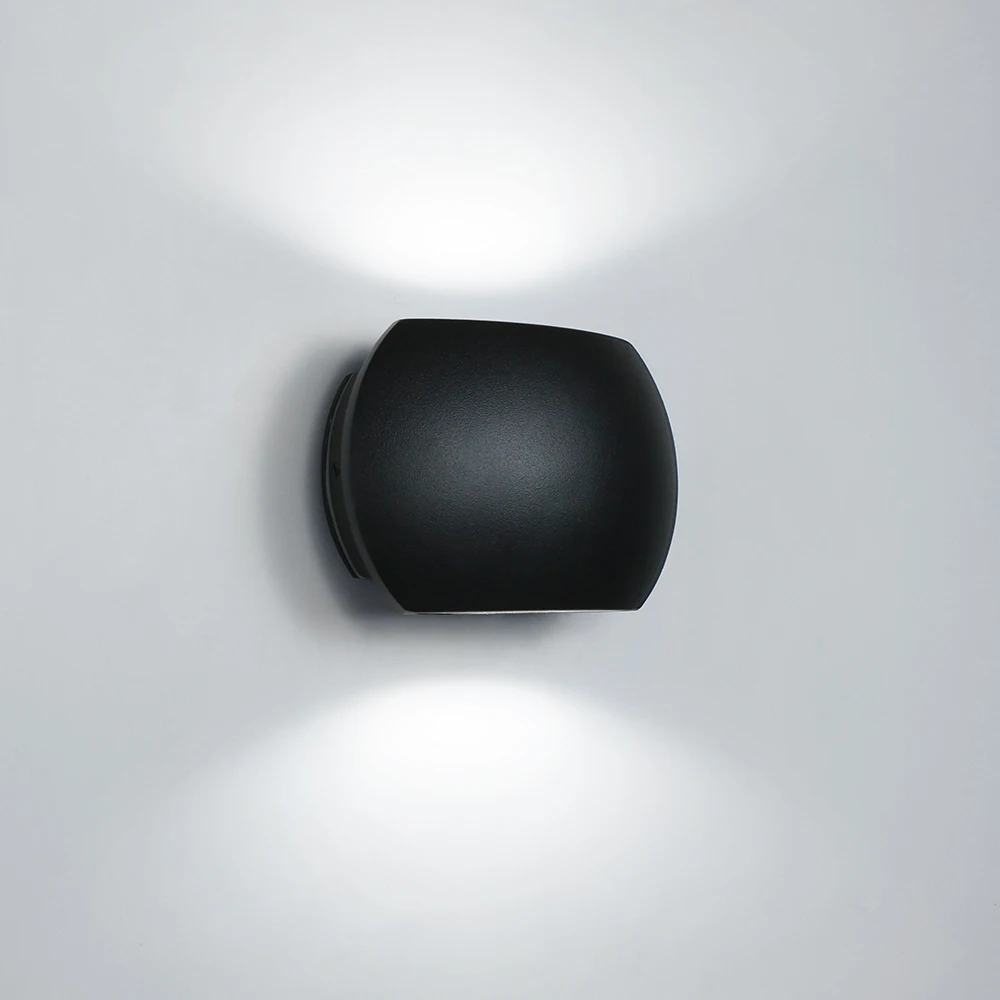 IP65 6W/10W 316Lm/361Lm Black Modern Indoor Outdoor Wall Sconces Light Lighting For Living Room Aluminum + Toughened Glass