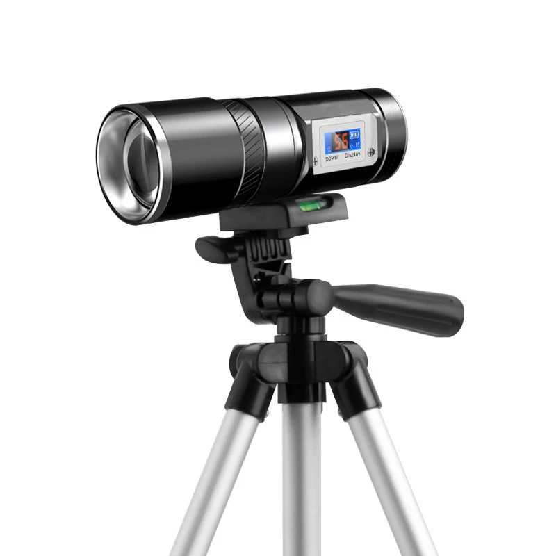 Фонарик для рыбалки с ЖК дисплеем 15 Вт синий/белый/желтый свет|zoomable flashlight|strong