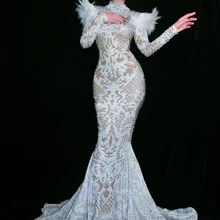 Африканские кружевные платья русалки для выпускного вечера белые хрустальные бусины Длинные вечерние платья для выпускного вечера Fshion Aso Ebi вечернее платье с перьями