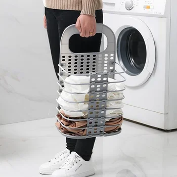 

Foldable Laundry Basket Toy Plastic Storage Basket Household Wall Hanging Laundry Basket Useful x DF