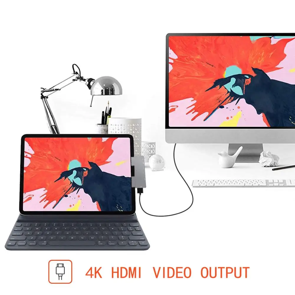 USB C концентратор для iPad pro usb type C к HDMI PD USB 3,0 SD TF кард-ридер 3,5 мм разъем для наушников адаптер для Macbook Pro Air