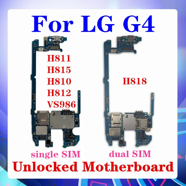 Для LG G4 H810 H811 H812 H815 VS986 H818 материнская плата 32 Гб Одиночная/двойная SIM Android установка логическая с чипами