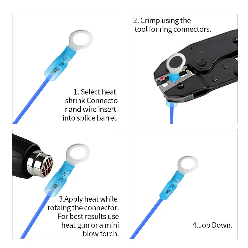 600Pcs Heat Shrink Ring Crimp Connectors-Haisstronica Heat Shrink