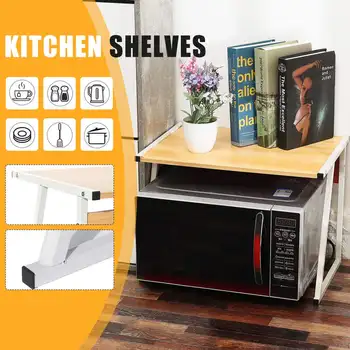 

Wooden Steel Kitchen Microwave Oven Rack Shelf Stand Container Storage Holder
