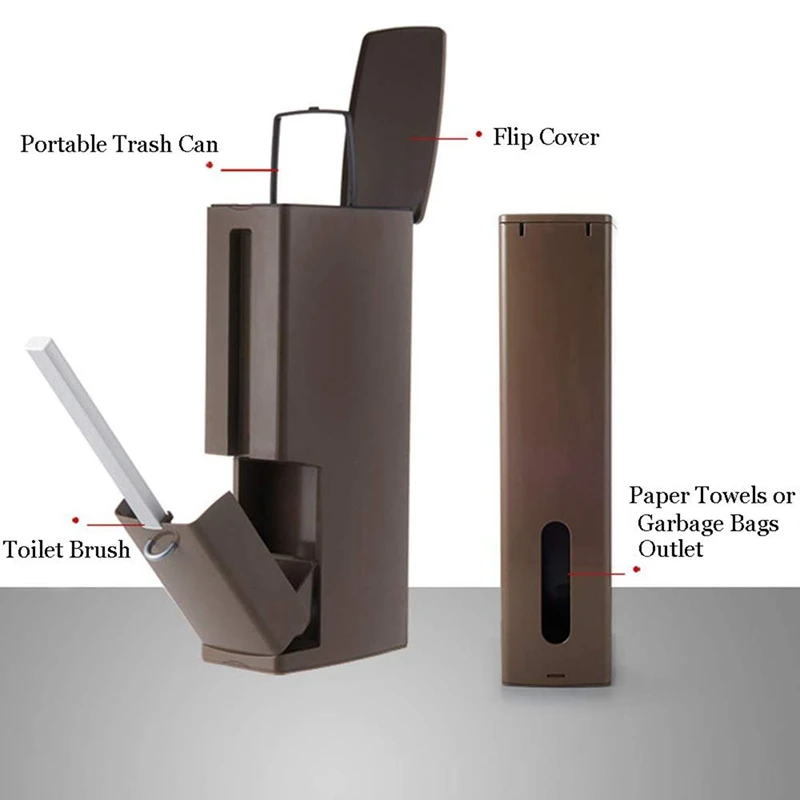 

Multi-Function Toilet Brush Integrated Sets With Flip Handle Liner Trash Can Home Bathroom Supplies Storage Box Wide Caliber
