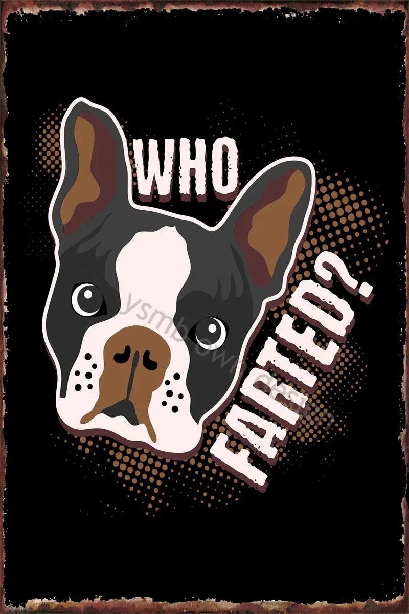 Оловянные пластины Who Farted Boston Terrier Настенный декор Ретро винтажный металлический