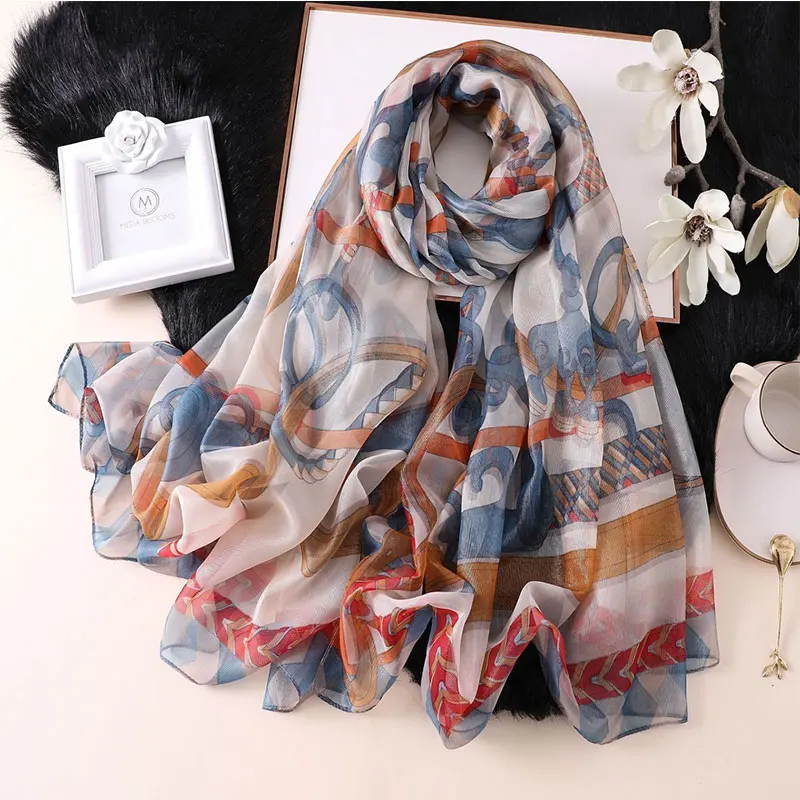 

2019 summer silk scarf for women scarves pashmina print thin soft shawls and wraps bandana foulard femme beach stoles hijabs