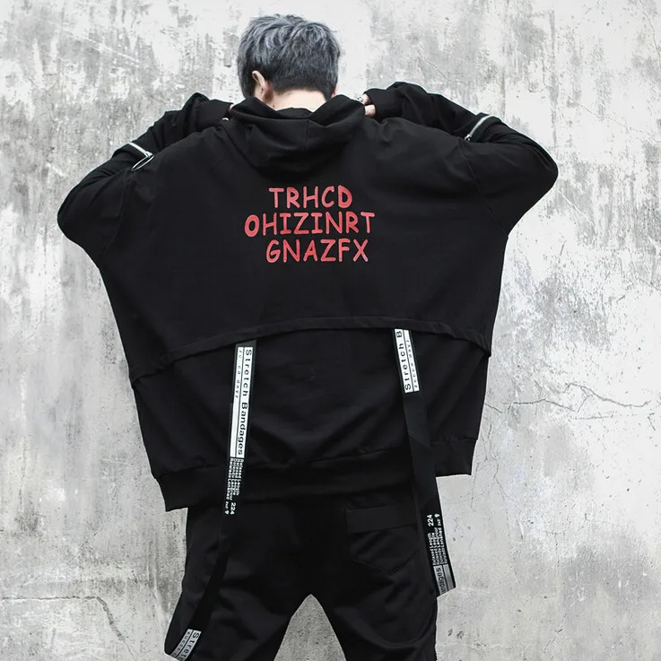 Мужские большие размеры ленты стиль хип хоп Панк плащ мужской ночной клуб певец