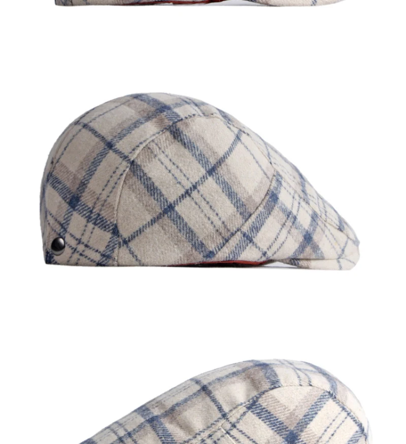 HT3708 Neue Herbst Winter Kappe Hut Männer Frauen Wolle Baskenmütze Männlich Weiblich Plaid Künstler Maler Baskenmütze Hut Flache Kappe Berets – Detail 9