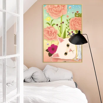 

painting by numbers art paint by number Diy Hand-painted Cute and funny expensive cat home corridor decorative painting
