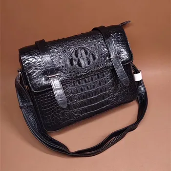 

Authentic Exotic Crocodile Skin Men's Satchels Bag Message Purse Genuine Real Alligator Leather Male Single Cross Shoulder Bag