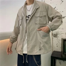 Aliexpress - Men Jackets Summer Fashion Sun Protection Thin Multi-pocket Zipper Leisure Korean Style Outwear Loose Breathable Solid Clothing