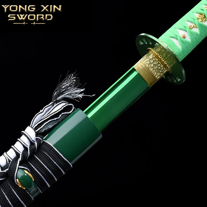 Katana Sword Real Japanese Samurai Swords Katana with Green Saya 1065 Carbon Steel Sharp Blade