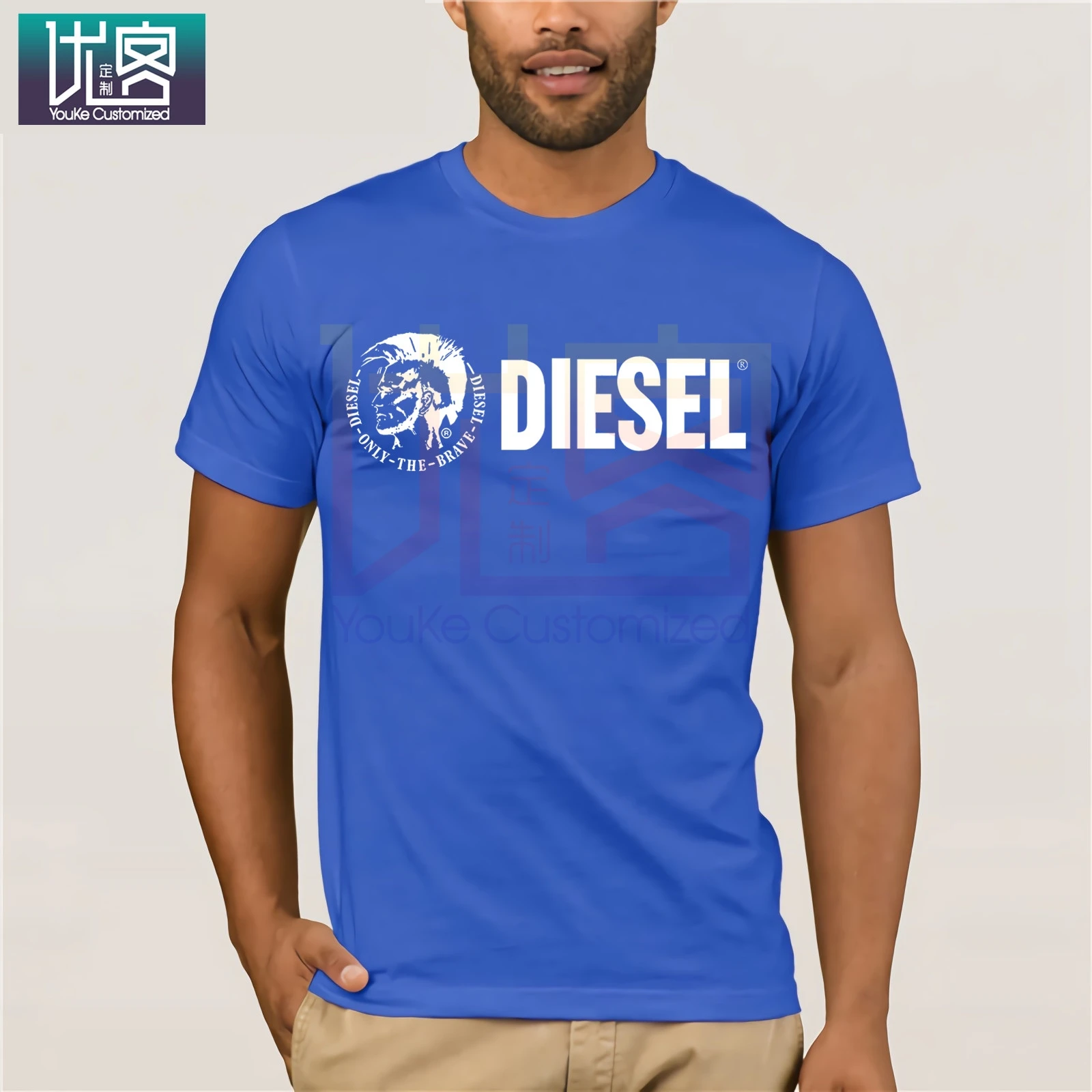 Модная мужская футболка с коротким рукавом для улицы, новинка, повседневные футболки из хлопка - Цвет: blue