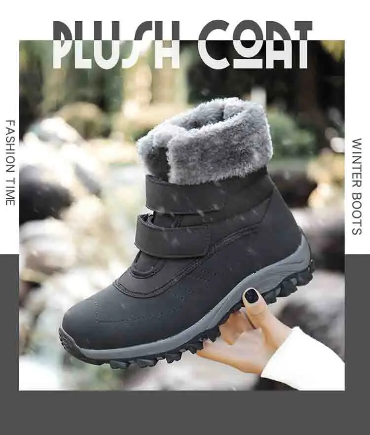 Winter Waterproof Cotton Boots Women Casual Plush Flat Short Snow Boots Winter Leisure Keep Warm Outdoor Shoes Plus Size