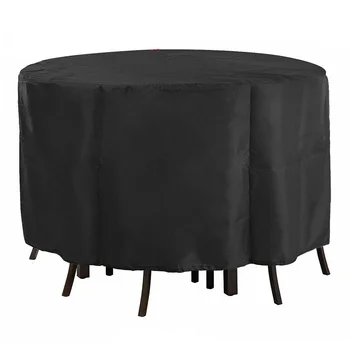 

Durable Dustproof Waterproof Round Patio Furniture Cover Outdoor Garden Heavy Duty Anti Fading Backyard Adjustable Table Balcony