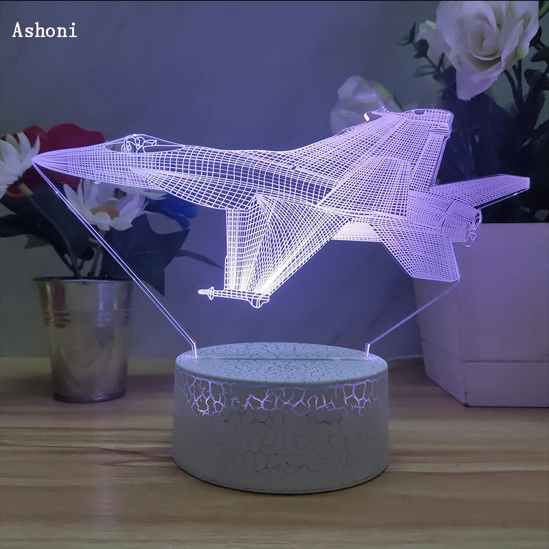 Фигурка самолета истребителя 3D лампа настольные лампы ночсветильник с USB-кабелем