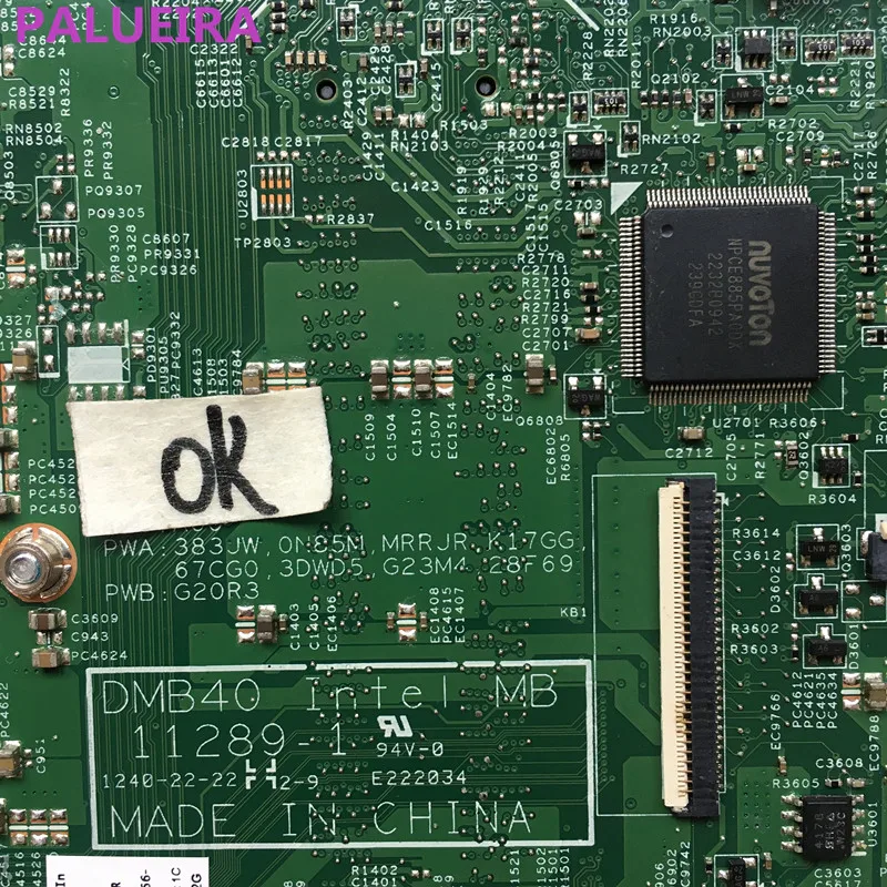 PALUBEIR для Dell Inspiron 5423 материнская плата для ноутбука CN-0383JW 383JW DMB40 11289-1 с процессором I3 материнская плата notbook pc ТЕСТ ОК
