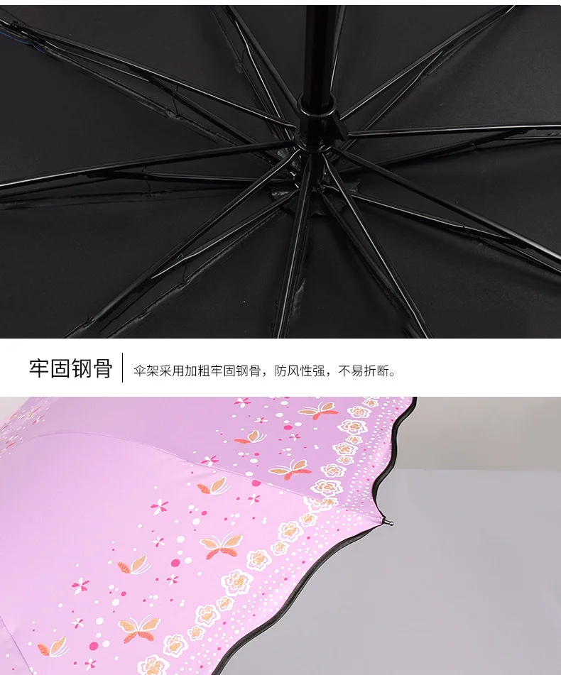 Tennyo Umbrella 10 Bone Flounced Vinyl Umbrella Folding Umbrella Parasol Umbrella Creative Advertising Umbrella