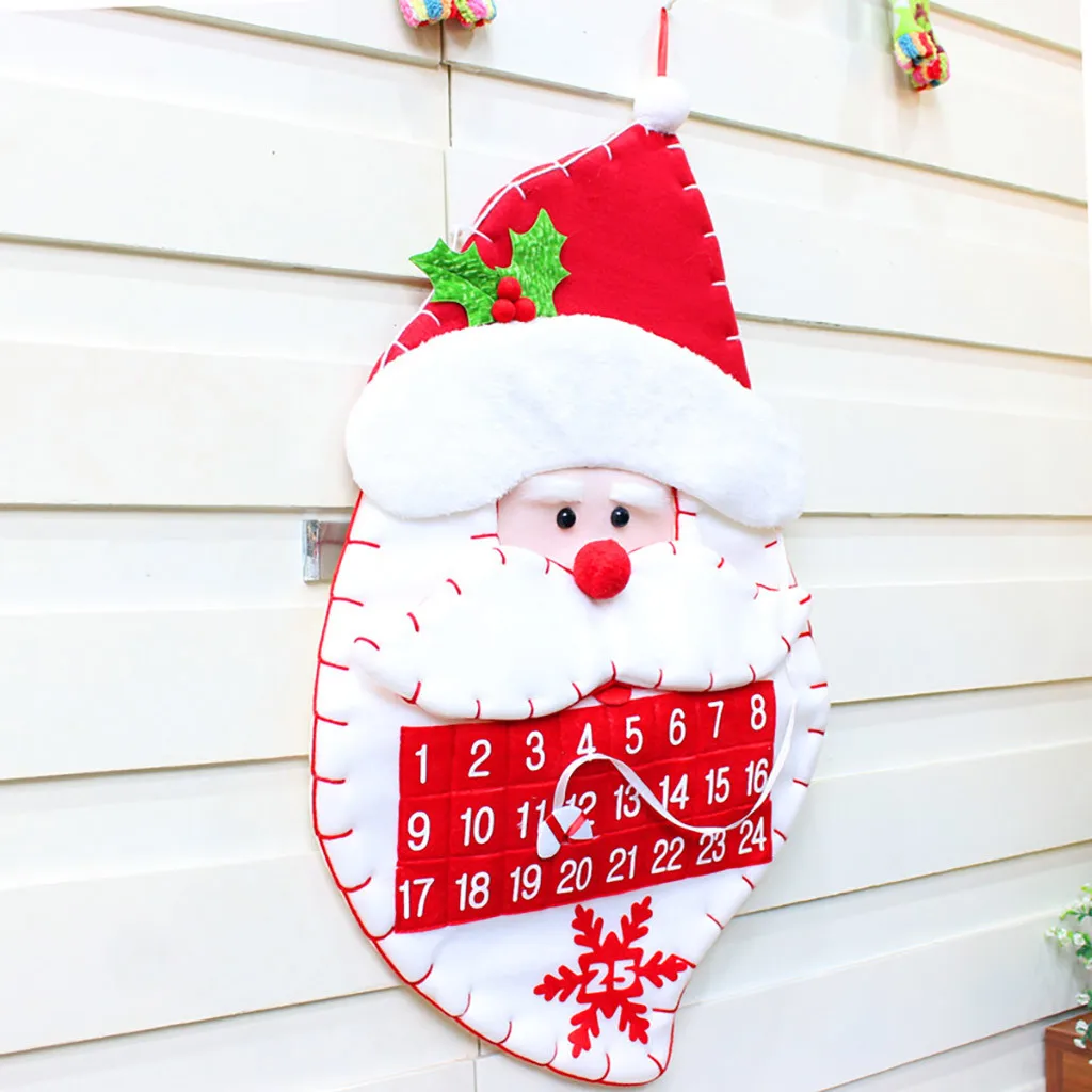 Рождественский календарь из ткани с обратным отсчетом, календарь Санта Клауса, Рождественский Декор, Рождественский календарь, подарок Санты