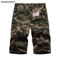 Aisputent летние мужские повседневные свободные камуфляжные шорты на молнии прямые комбинезоны подходят Саржевые Карго Мульти-карманные шорты для улицы