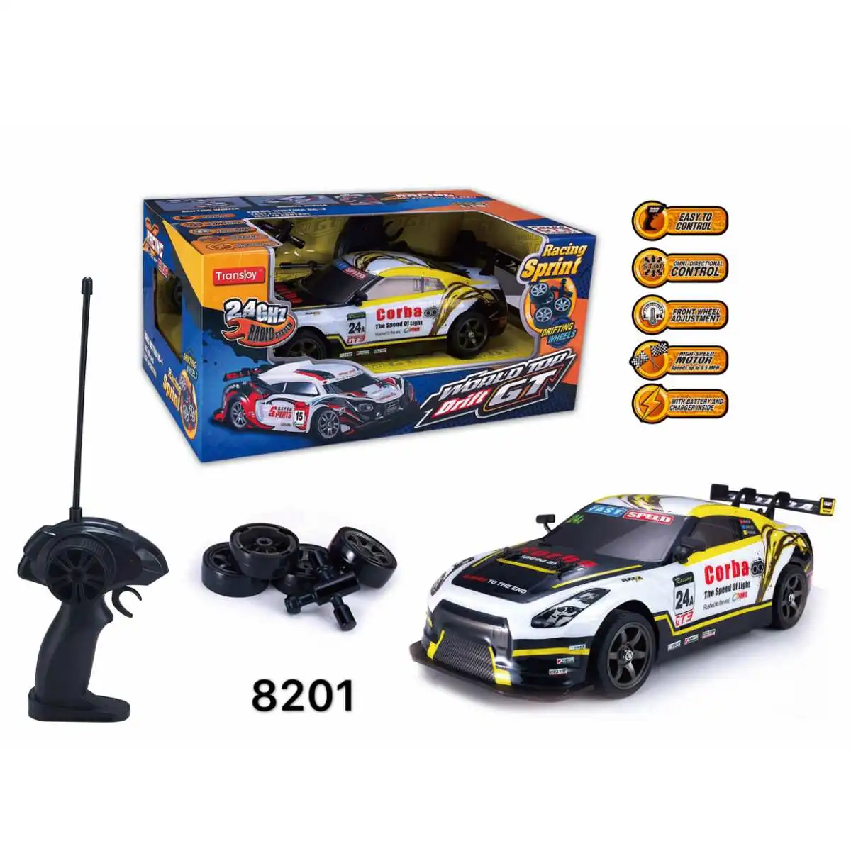 1/24 RC Автомобиль 2,4G 4WD высокая скорость 60 км/ч 1:16 дистанционное управление RC гоночный автомобиль детская игрушка для веселого подарок на Рождество - Цвет: Цвет: желтый