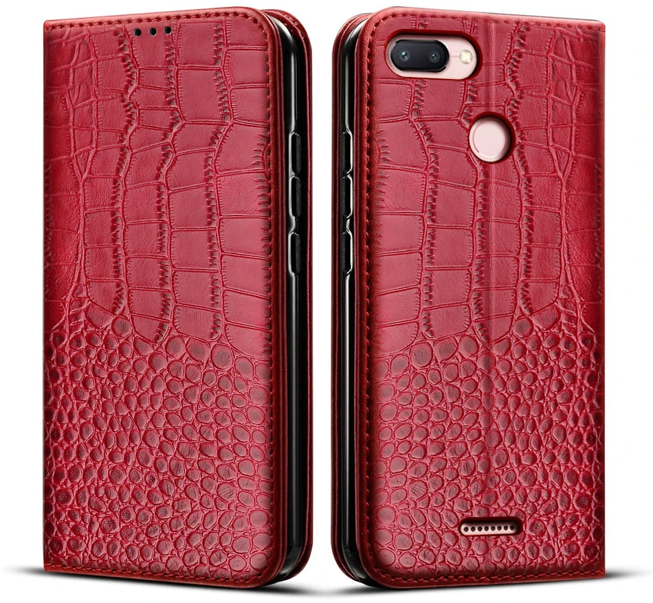 case For Xiaomi Redmi 6 Case Crocodile texture leather Cover Phone Cases For Xiaomi Redmi6 Bumper 6 Coque flip cases for xiaomi blue