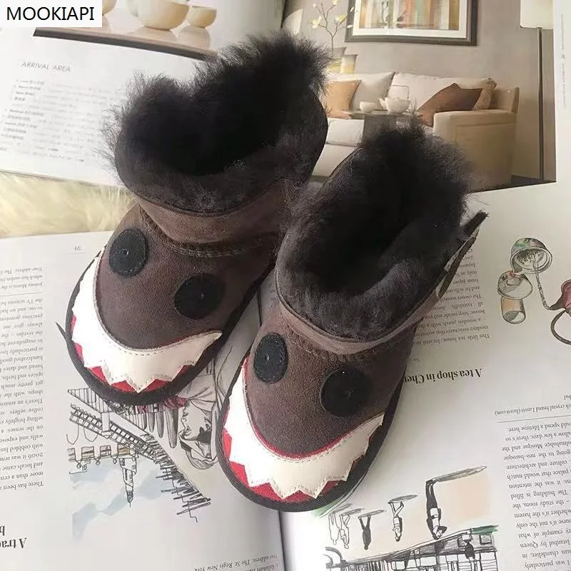 Австралийские новейшие детские снегоступы из овчины и меха; обувь из чистой шерсти; - Цвет: same picture