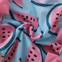 Newborn One-piece Swimsuit, Baby Girl Watermelon Print U-shaped Neck Swimwear with Bowknot 0-4T 6