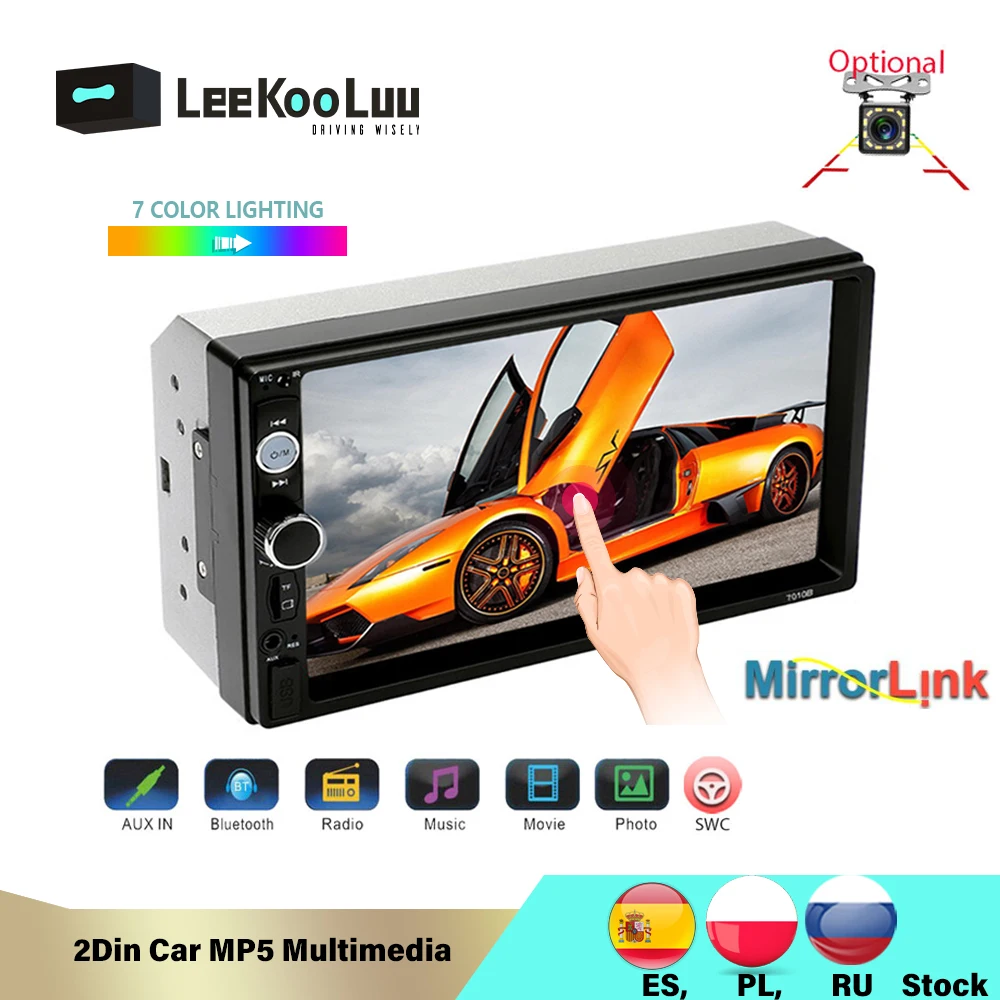 

LeeKooLuu 2Din Car Radio Mirror Link (for Android Phones) 7 Inch Autoradio Central Multimedia Car MP5 Video Audio Radio Coche