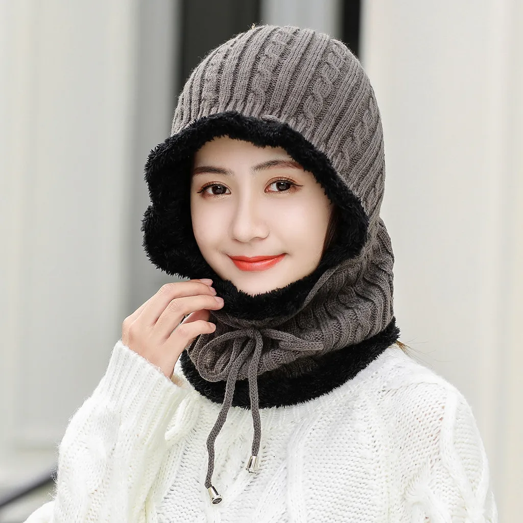 Gorros mujer invierno czapka зимние шапки для женщин, шапка, шарф, сиамский воротник, для девочек, милая Зимняя Вязаная мужская шапка с черепом, берет