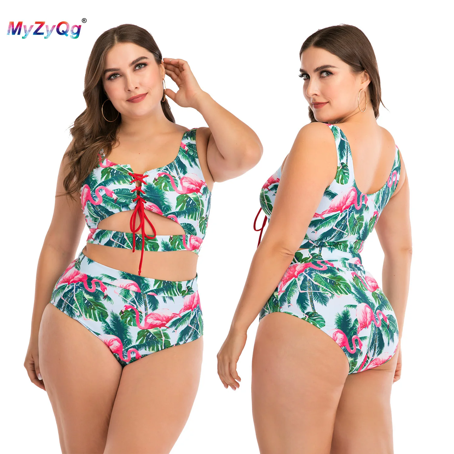 Купальник зеленого размера плюс, женский купальный костюм, купальный костюм из двух частей, бикини, танкини, Бразильский купальный костюм