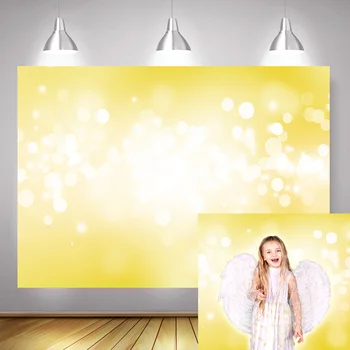 

Glitter Bokeh Girl Birthday Photo Background Light Yellow Shiny Newborn Children Portrait Photography Backdrop Baby Party Props