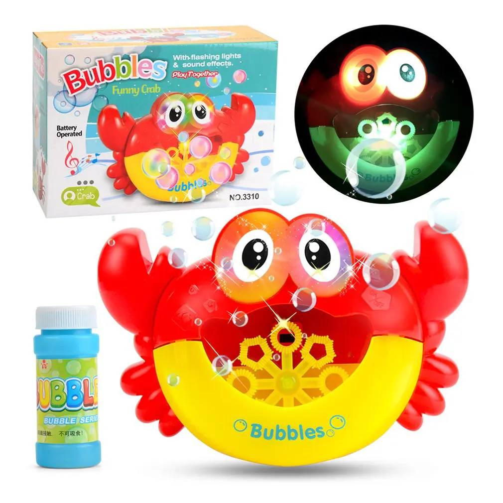 Electric Blow Bubble Light Music Crab Toy Bubble Frog Crab Happy Spit Music Bubble Machine Bathroom Shower Frog Play Water Toy - Цвет: Crab Toy 4565