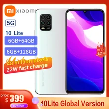 [World Premiere In Stock] Global Version Xiaomi Mi 10 Lite  Smartphone Snapdragon 765 AMOLED Display 48MP Quad Camera 22W NFC