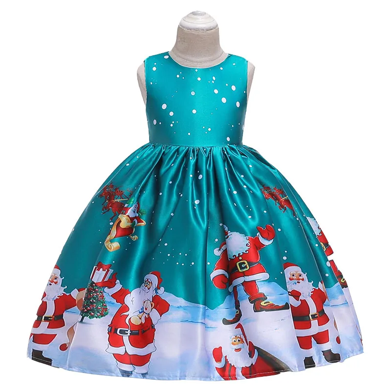 Новое рождественское платье для девочек, костюмы на Хэллоуин для детей, модное кружевное платье с принтом, Детские нарядные Бальные платья
