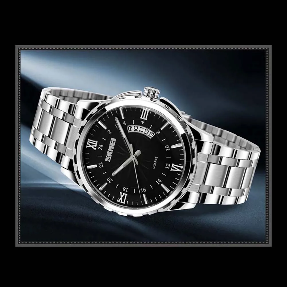Men Business Waterproof Luminous Date Display Roman Arabic Number Wrist Watch Mas-culino Fashion Men's Watch Large Dial Military
