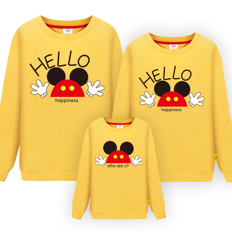 Одинаковая одежда для семьи с Микки; свитер с длинными рукавами; рубашка; одежда для мамы, папы, сына и дочки; Одинаковая одежда; пуловер; рубашки
