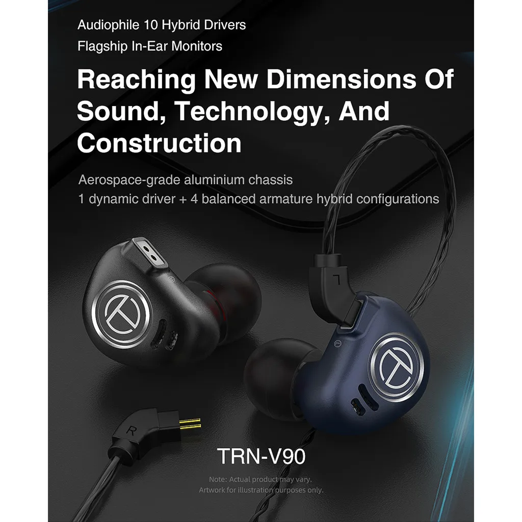 0,75 мм 2pin Сменные наушники для телефона android TRN V 90 EarHIFI 3,5 мм 10-блок кольцо железные наушники Сабвуфер проводной без микрофона